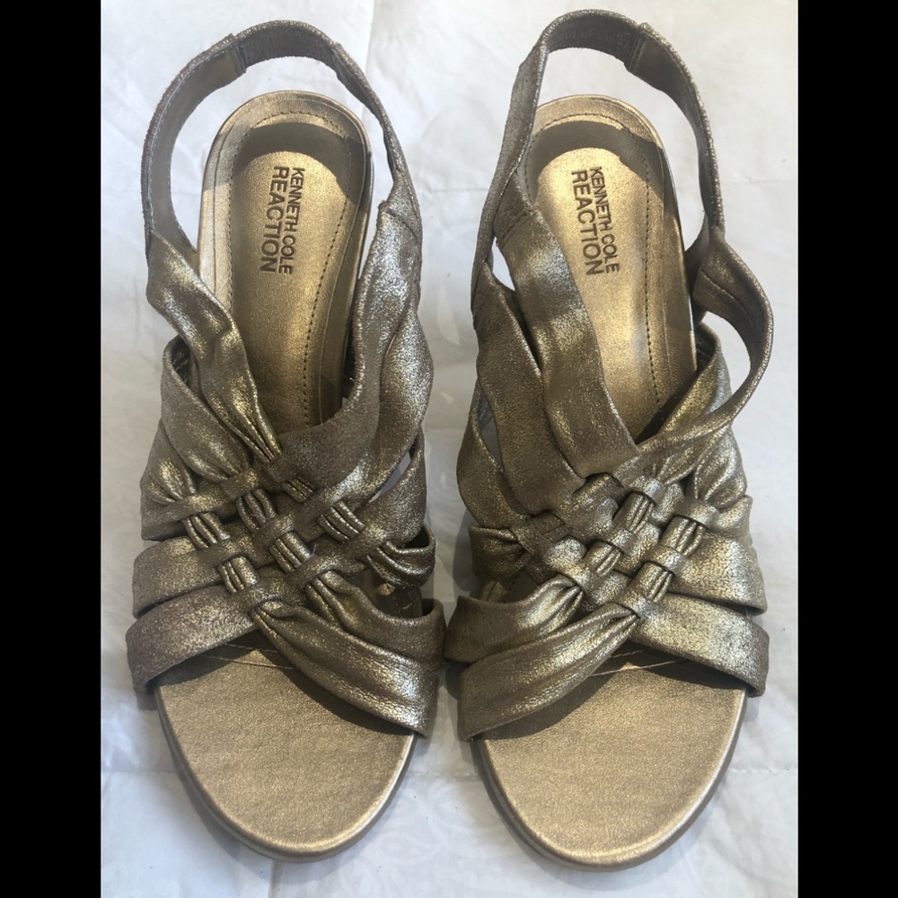 Kenneth Cole Reaction Strappy Gold Heels